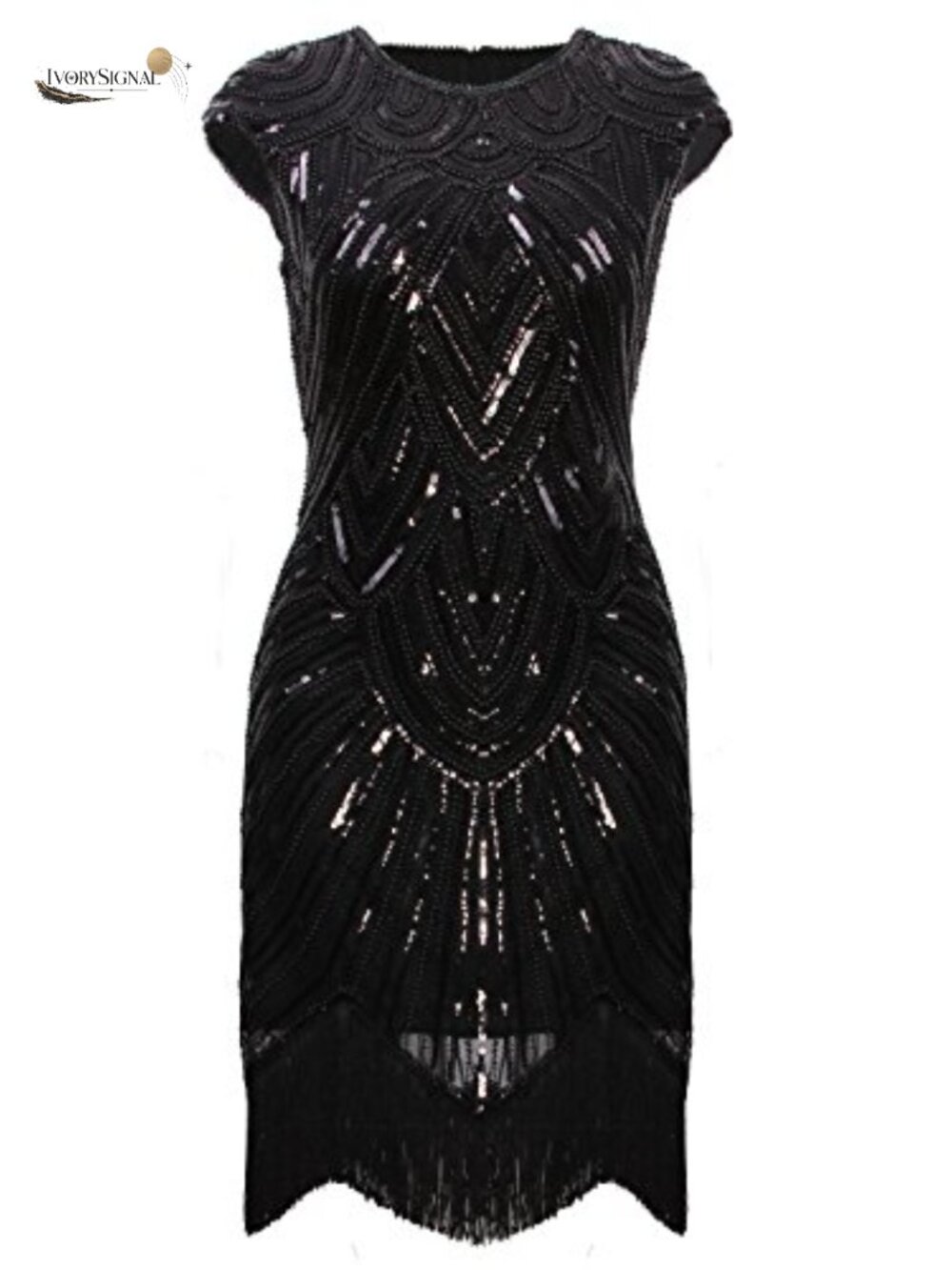 1920s Flapper Dress Beaded Tassel Art Deco Gatsby Cocktail